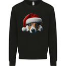 Christmas Jack Russell Wearing an Xmas Hat Dog Mens Sweatshirt Jumper Black