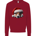 Christmas Jack Russell Wearing an Xmas Hat Dog Mens Sweatshirt Jumper Red
