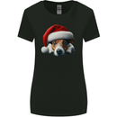 Christmas Jack Russell Wearing an Xmas Hat Dog Womens Wider Cut T-Shirt Black