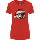 Christmas Jack Russell Wearing an Xmas Hat Dog Womens Wider Cut T-Shirt Red