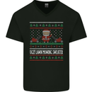 Christmas Lawnmower Funny Gardener Xmas Mens V-Neck Cotton T-Shirt Black
