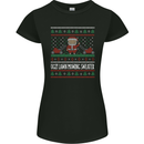 Christmas Lawnmower Funny Gardener Xmas Womens Petite Cut T-Shirt Black