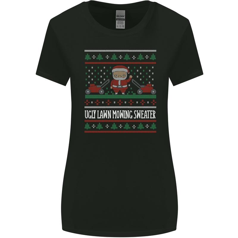 Christmas Lawnmower Funny Gardener Xmas Womens Wider Cut T-Shirt Black