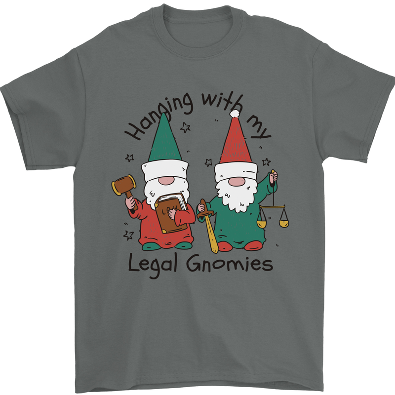 Christmas Legal Gnomes Funny Law Solicitor Mens T-Shirt 100% Cotton Charcoal