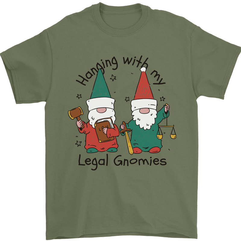 Christmas Legal Gnomes Funny Law Solicitor Mens T-Shirt 100% Cotton Military Green