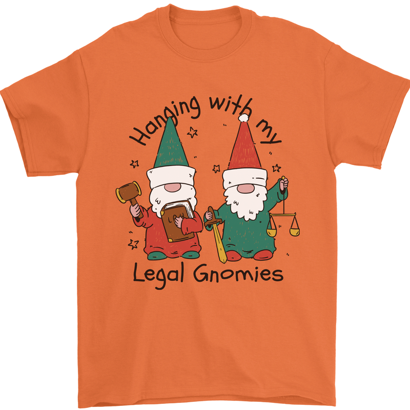 Christmas Legal Gnomes Funny Law Solicitor Mens T-Shirt 100% Cotton Orange