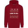 Christmas Love to All Xmas Peace Hippy Childrens Kids Hoodie Red