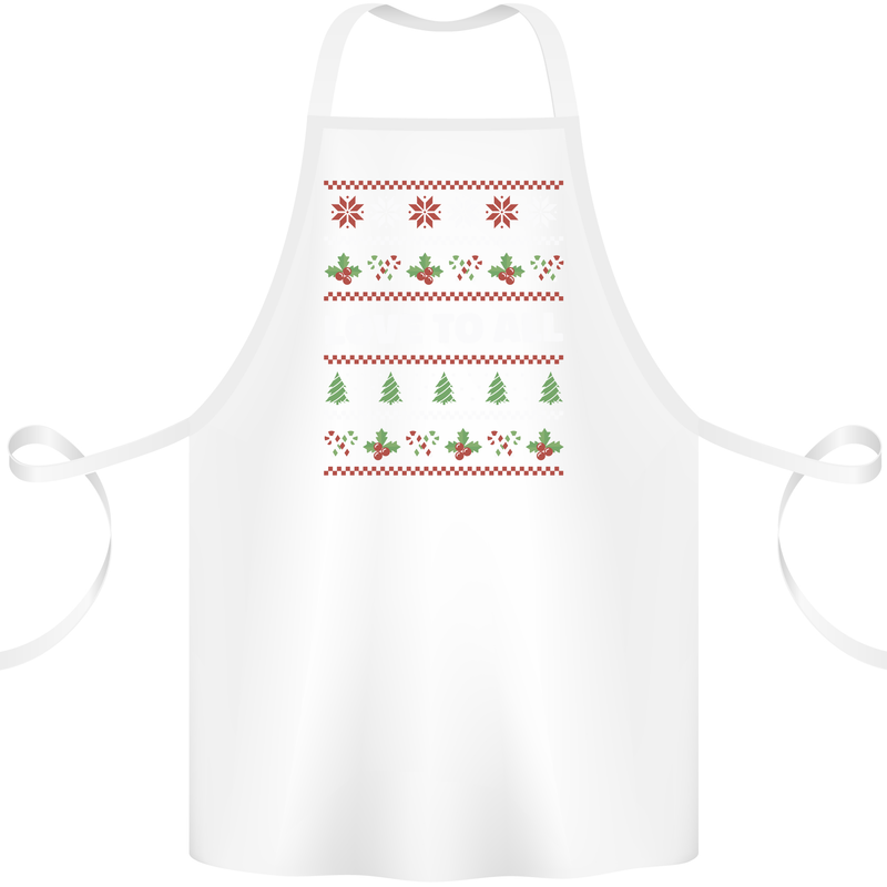 Christmas Love to All Xmas Peace Hippy Cotton Apron 100% Organic White