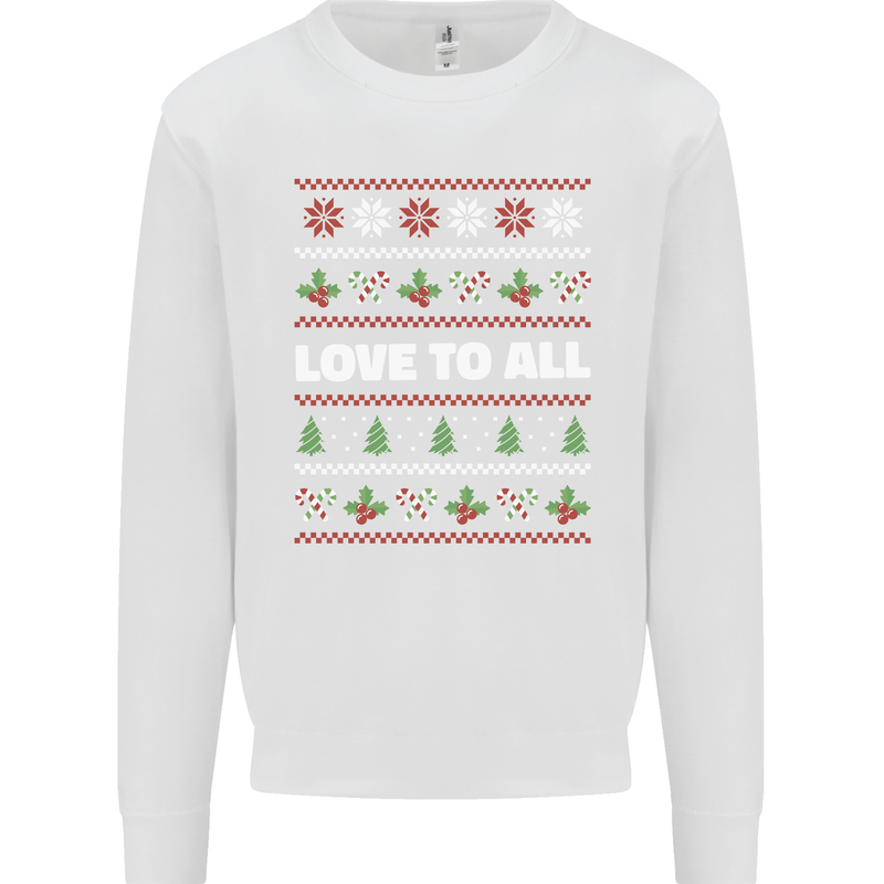 Christmas Love to All Xmas Peace Hippy Kids Sweatshirt Jumper White