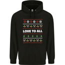 Christmas Love to All Xmas Peace Hippy Mens 80% Cotton Hoodie Black