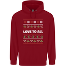 Christmas Love to All Xmas Peace Hippy Mens 80% Cotton Hoodie Red