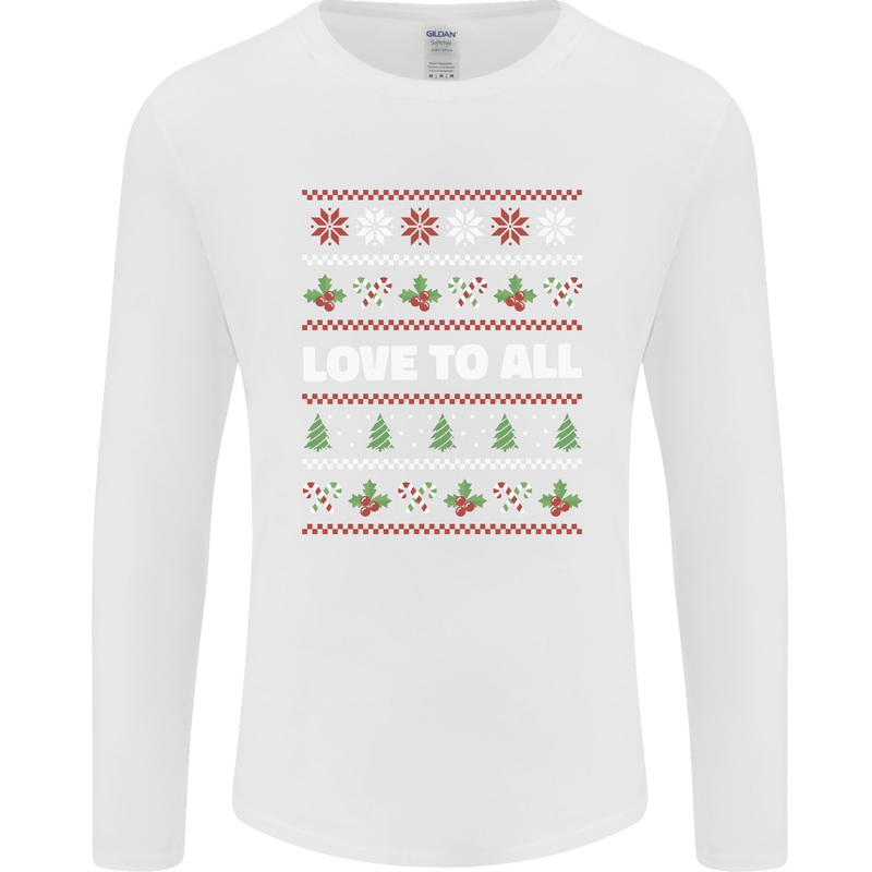 Christmas Love to All Xmas Peace Hippy Mens Long Sleeve T-Shirt White
