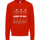 Christmas Love to All Xmas Peace Hippy Mens Sweatshirt Jumper Bright Red