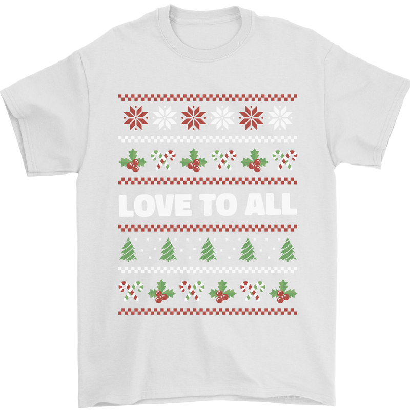 Christmas Love to All Xmas Peace Hippy Mens T-Shirt 100% Cotton White
