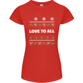 Christmas Love to All Xmas Peace Hippy Womens Petite Cut T-Shirt Red