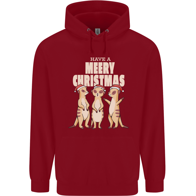 Christmas Meercats Wearing Xmas Hats Childrens Kids Hoodie Red