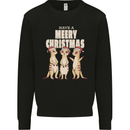 Christmas Meercats Wearing Xmas Hats Kids Sweatshirt Jumper Black
