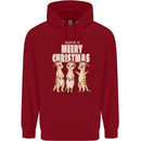 Christmas Meercats Wearing Xmas Hats Mens 80% Cotton Hoodie Red