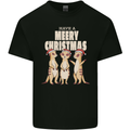 Christmas Meercats Wearing Xmas Hats Mens Cotton T-Shirt Tee Top Black
