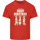 Christmas Meercats Wearing Xmas Hats Mens Cotton T-Shirt Tee Top Red