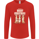 Christmas Meercats Wearing Xmas Hats Mens Long Sleeve T-Shirt Red