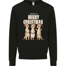 Christmas Meercats Wearing Xmas Hats Mens Sweatshirt Jumper Black