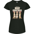Christmas Meercats Wearing Xmas Hats Womens Petite Cut T-Shirt Black