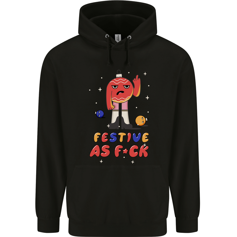 Christmas Offensive Bauble Bah Humbug Finger Flip Childrens Kids Hoodie Black