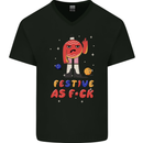 Christmas Offensive Bauble Bah Humbug Finger Flip Mens V-Neck Cotton T-Shirt Black