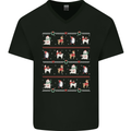 Christmas Penguin Llama Reindeer Bear Xmas Mens V-Neck Cotton T-Shirt Black
