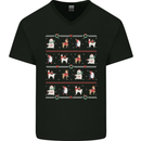 Christmas Penguin Llama Reindeer Bear Xmas Mens V-Neck Cotton T-Shirt Black