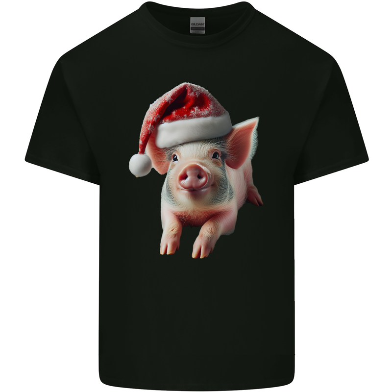 Christmas Pig Wearing Xmas Hats Piglets Kids T-Shirt Childrens Black