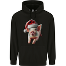 Christmas Pig Wearing Xmas Hats Piglets Mens 80% Cotton Hoodie Black