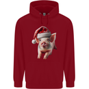 Christmas Pig Wearing Xmas Hats Piglets Mens 80% Cotton Hoodie Red