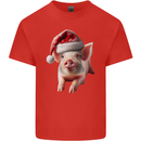 Christmas Pig Wearing Xmas Hats Piglets Mens Cotton T-Shirt Tee Top Red