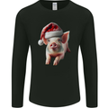 Christmas Pig Wearing Xmas Hats Piglets Mens Long Sleeve T-Shirt Black