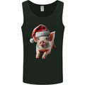 Christmas Pig Wearing Xmas Hats Piglets Mens Vest Tank Top Black