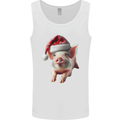 Christmas Pig Wearing Xmas Hats Piglets Mens Vest Tank Top White