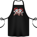 Christmas Piglets Wearing Xmas Hats Pig Cotton Apron 100% Organic Black