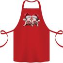 Christmas Piglets Wearing Xmas Hats Pig Cotton Apron 100% Organic Red