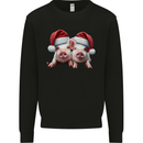 Christmas Piglets Wearing Xmas Hats Pig Kids Sweatshirt Jumper Black