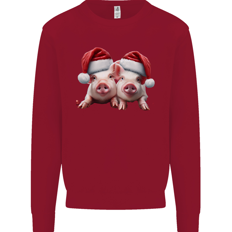 Christmas Piglets Wearing Xmas Hats Pig Kids Sweatshirt Jumper Red
