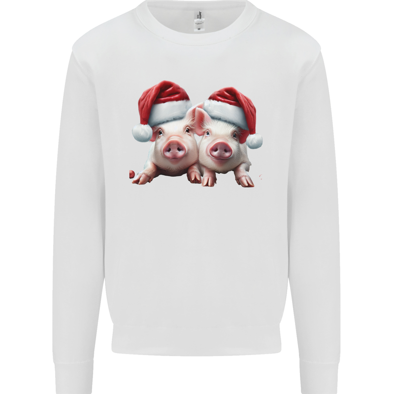 Christmas Piglets Wearing Xmas Hats Pig Kids Sweatshirt Jumper White
