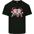 Christmas Piglets Wearing Xmas Hats Pig Kids T-Shirt Childrens Black
