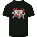 Christmas Piglets Wearing Xmas Hats Pig Kids T-Shirt Childrens Black