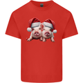 Christmas Piglets Wearing Xmas Hats Pig Kids T-Shirt Childrens Red