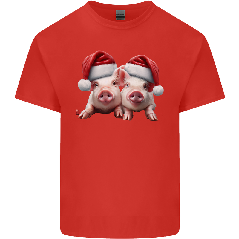Christmas Piglets Wearing Xmas Hats Pig Kids T-Shirt Childrens Red