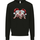 Christmas Piglets Wearing Xmas Hats Pig Mens Sweatshirt Jumper Black