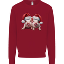Christmas Piglets Wearing Xmas Hats Pig Mens Sweatshirt Jumper Red