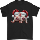 Christmas Piglets Wearing Xmas Hats Pig Mens T-Shirt 100% Cotton Black